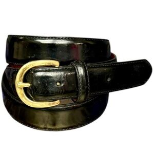 Men's Coach Black Leather Belt Size 40 Brass Buckle